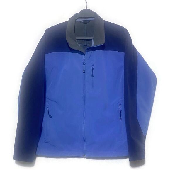 Lands End Full Zip Up Jacket Women's Medium Blue With Side Pockets - Picture 1 of 6